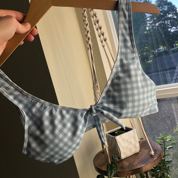 Roxy Other - Blue Plaid Swim Top + Bottoms